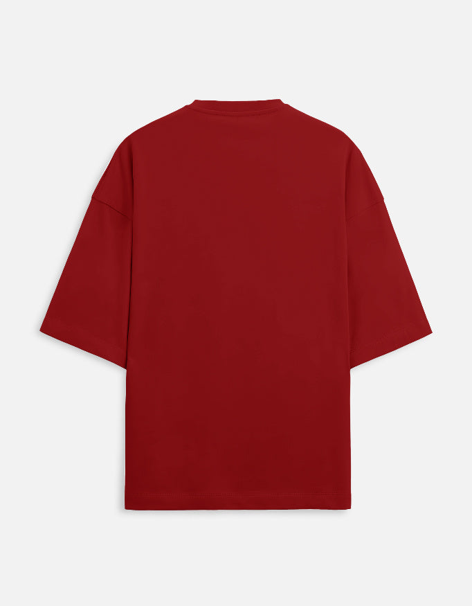 Red — Embolize the Problem interventional radiology oversized t-shirt, back view
