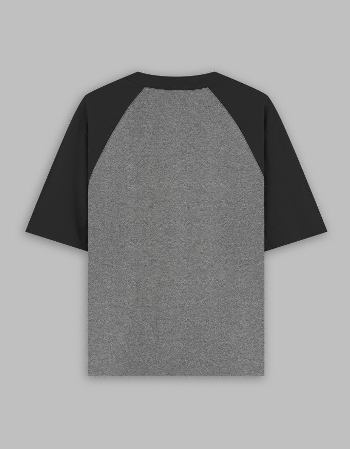 Black Charcoal Melange — Wires, Stents & Caffeine raglan T-shirt, back