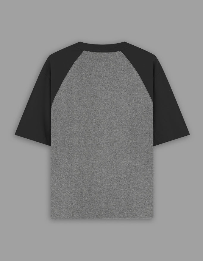Black Charcoal Melange — The Eyes of Medicine raglan T-shirt, back