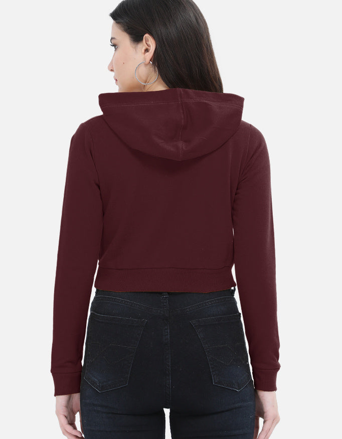 Maroon — The Angio Suite Squad women's cropped hoodie, back view