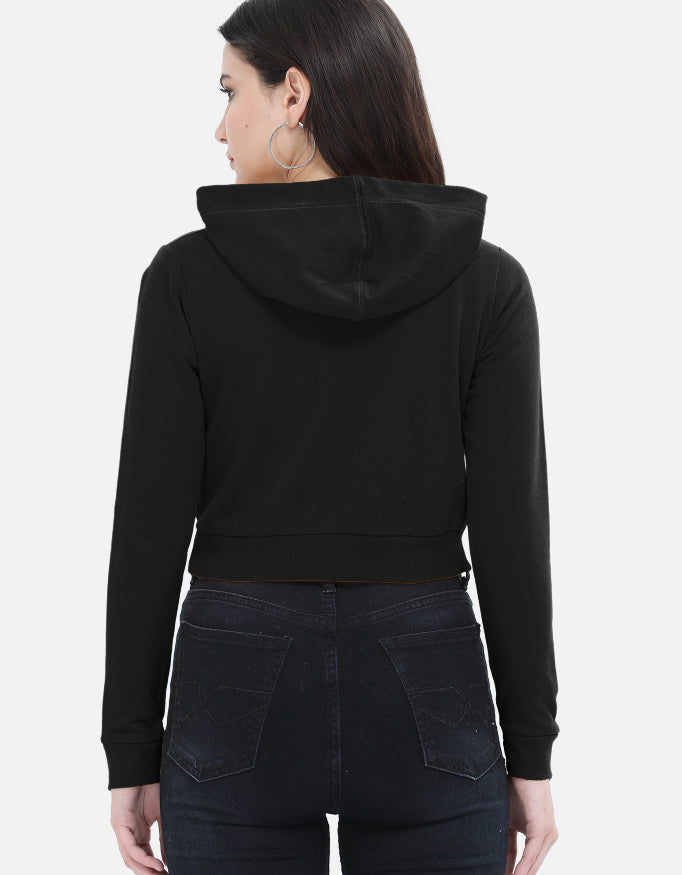 Black — The Angio Suite Squad women's cropped hoodie, back view