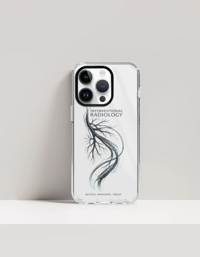 White — Interventional Radiology clear phone case, iPhone 14 Pro