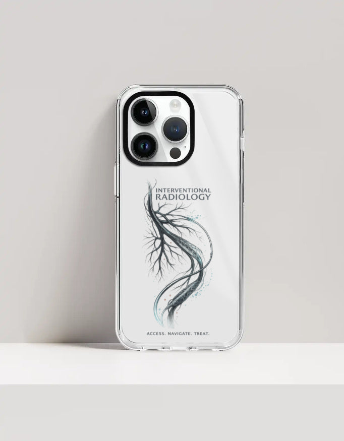 White — Interventional Radiology clear phone case, iPhone 14 Pro Max