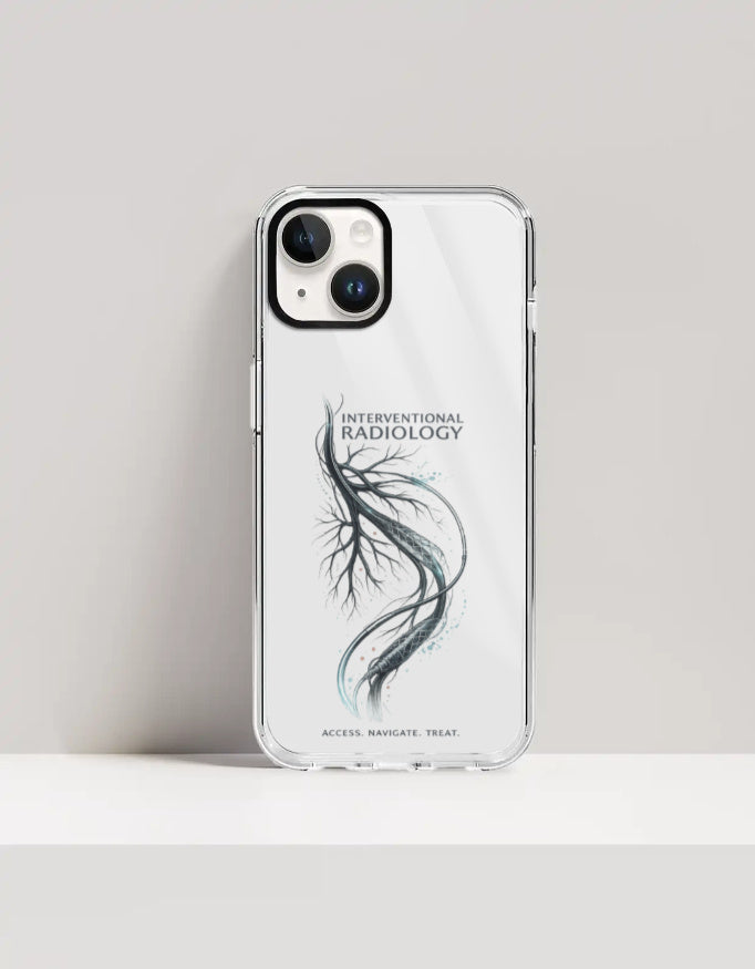 White — Interventional Radiology clear phone case, iPhone 14 Plus