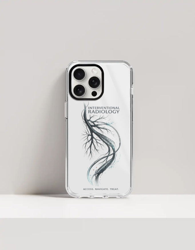 White — Interventional Radiology clear phone case, iPhone 15 Pro