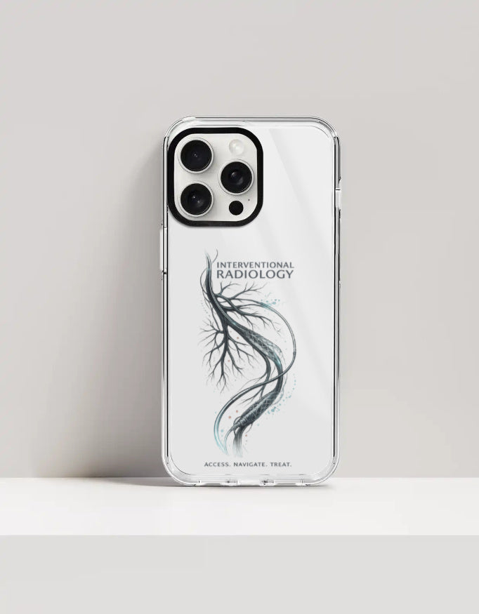 White — Interventional Radiology clear phone case, iPhone 15 Pro Max