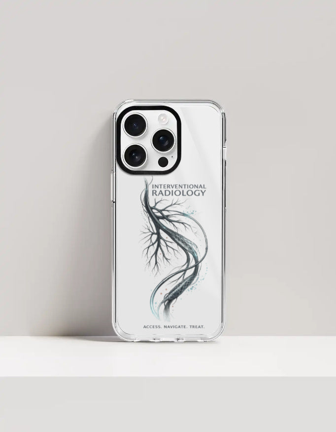 White — Interventional Radiology clear phone case, iPhone 16 Pro