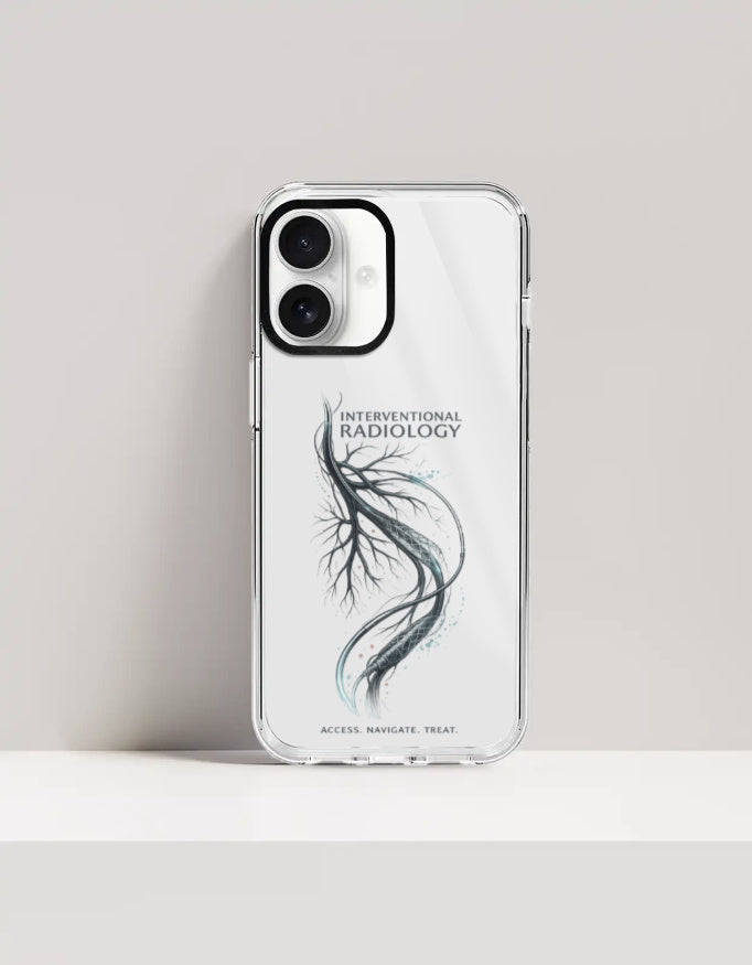 White — Interventional Radiology clear phone case, iPhone 16 Plus