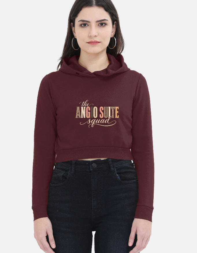 Maroon — The Angio Suite Squad women's cropped hoodie, front view