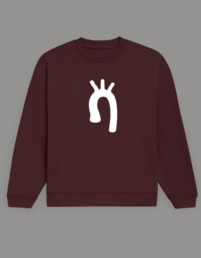 Maroon — Aortic Arch anatomy sweatshirt, front