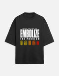 Black — Embolize the Problem interventional radiology oversized t-shirt, front view