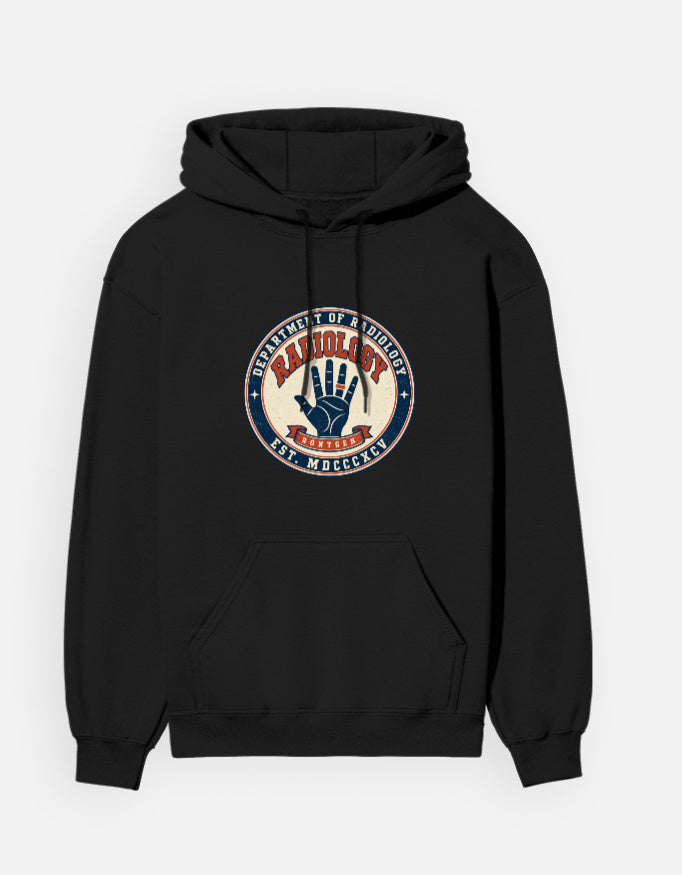 Black — Department of Radiology 1895 hoodie, front