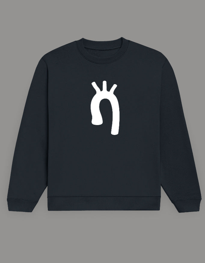 Navy Blue — Aortic Arch anatomy sweatshirt, front