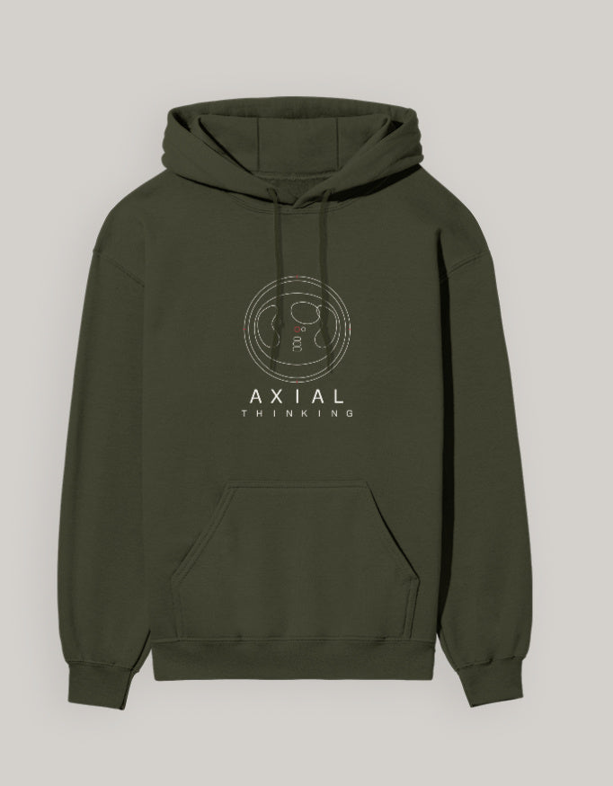 Olive Green — Axial Thinking radiology hoodie, front