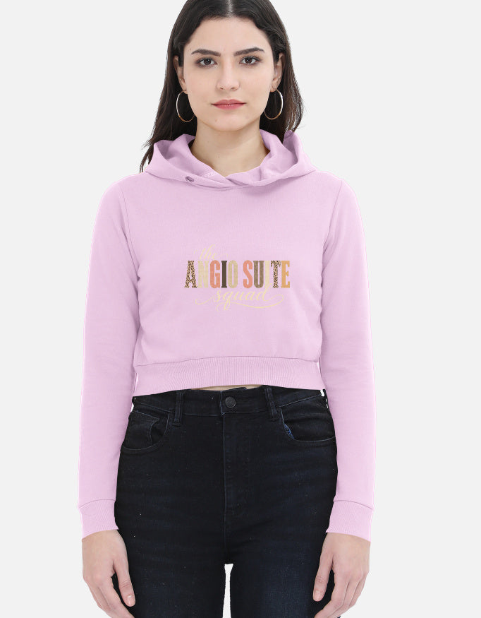 Light Baby Pink — The Angio Suite Squad women's cropped hoodie, front view