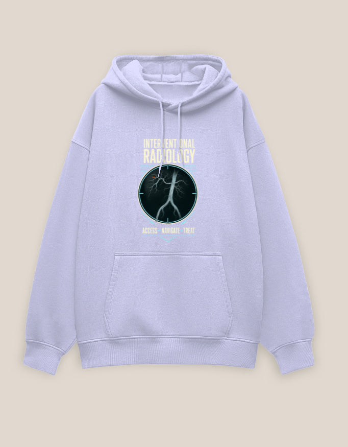 Lavender — Access. Navigate. Treat. interventional radiology oversized hoodie, front view