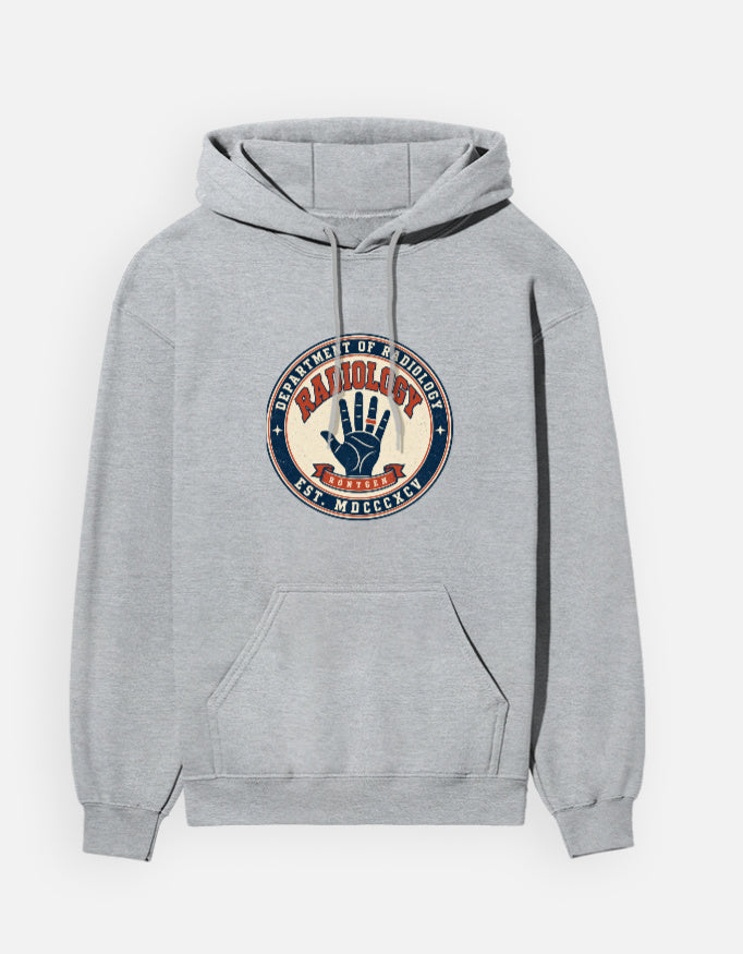 Grey Melange — Department of Radiology 1895 hoodie, front