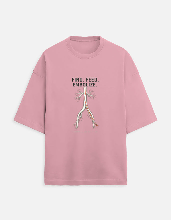 Flamingo — Find. Feed. Embolize. interventional radiology t-shirt, front view