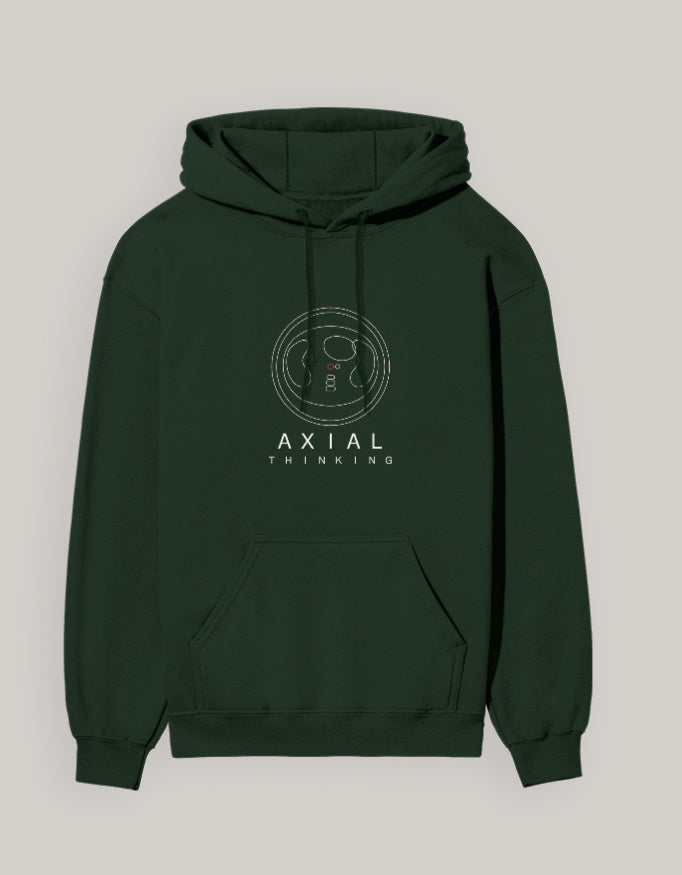 Bottle Green — Axial Thinking radiology hoodie, front